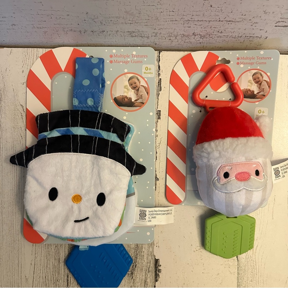Baby Snowman Crinkle Book & Chime Santa Rattle Toy NEW